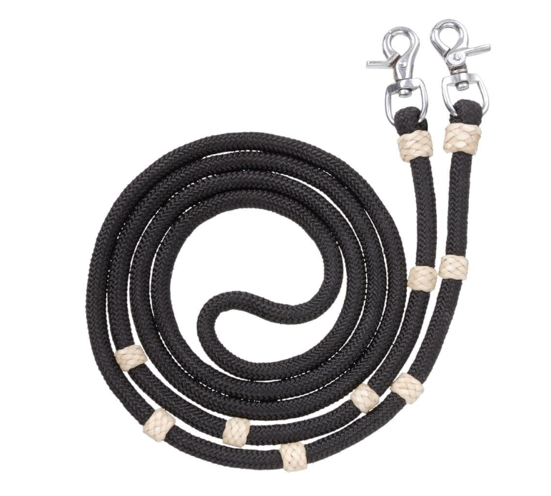 Black Snap Reins with Rawhide